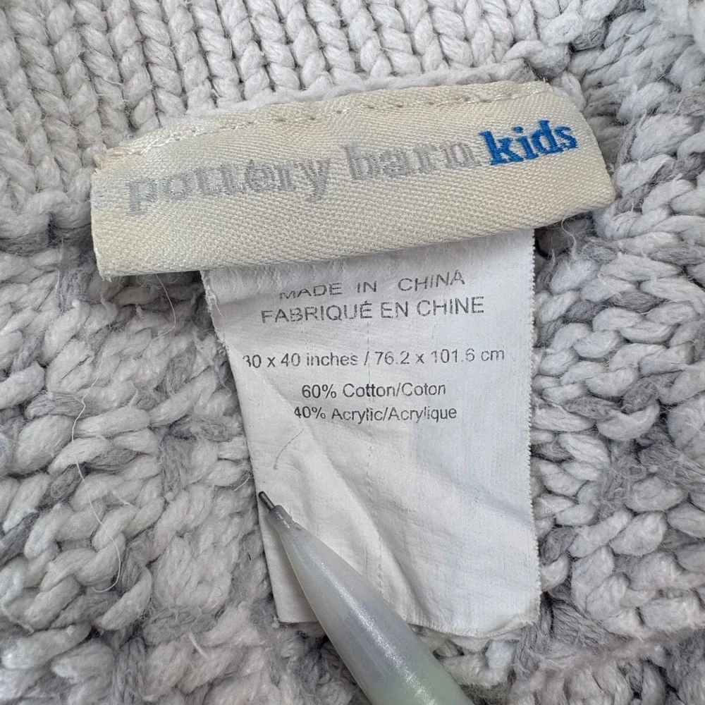 Pottery Barn Kids Knit Honeycomb Baby Blanket Gray‎ White Cotton Blend Nursery